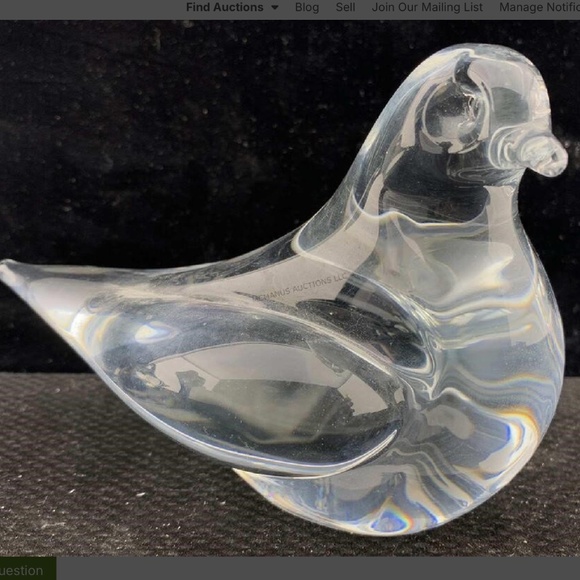 FM Fare - Marcolin Ronneby Sweden - Crystal Glass Bird - Paperweight
